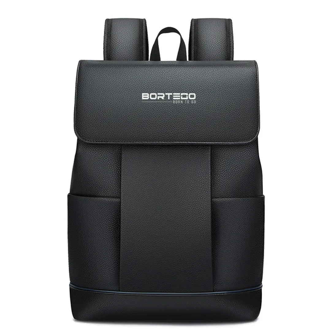 black leather backpack Bortego