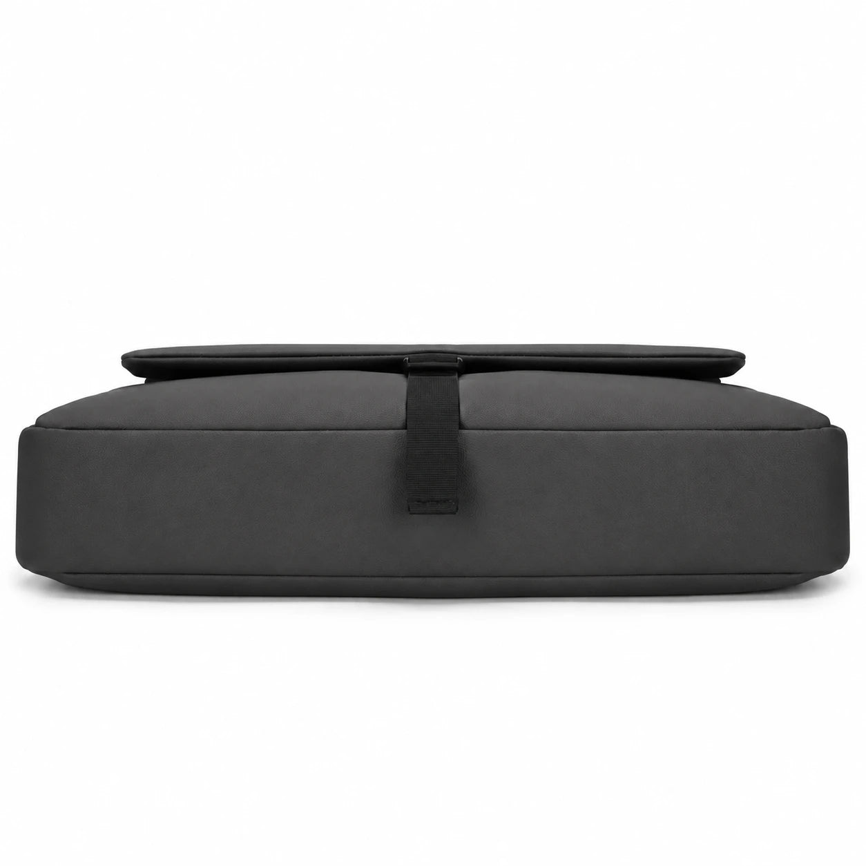 A dark gray rectangular padded case or cushion with a top flap and a vertical strap closure, shown against a plain white background.