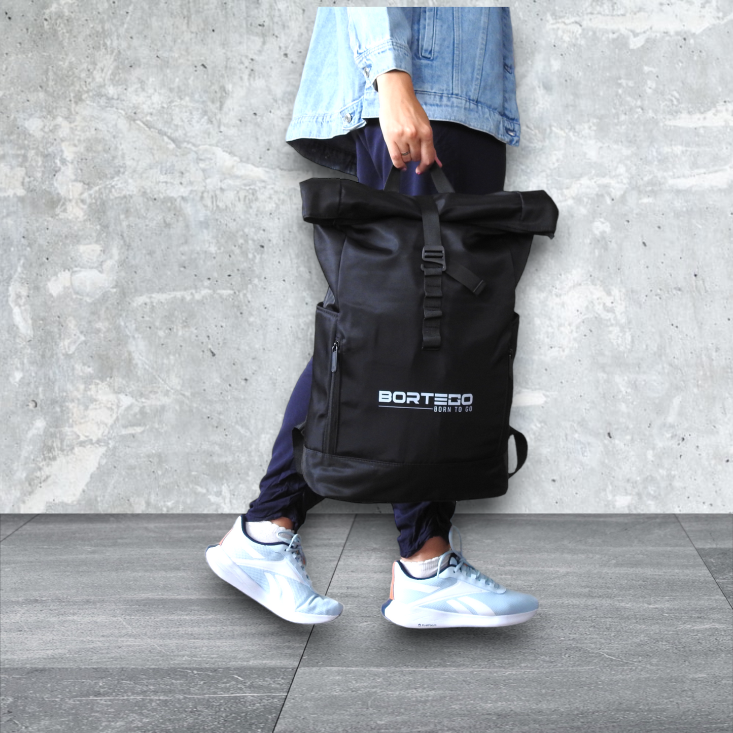 Rolltop-Rucksack Schwarz