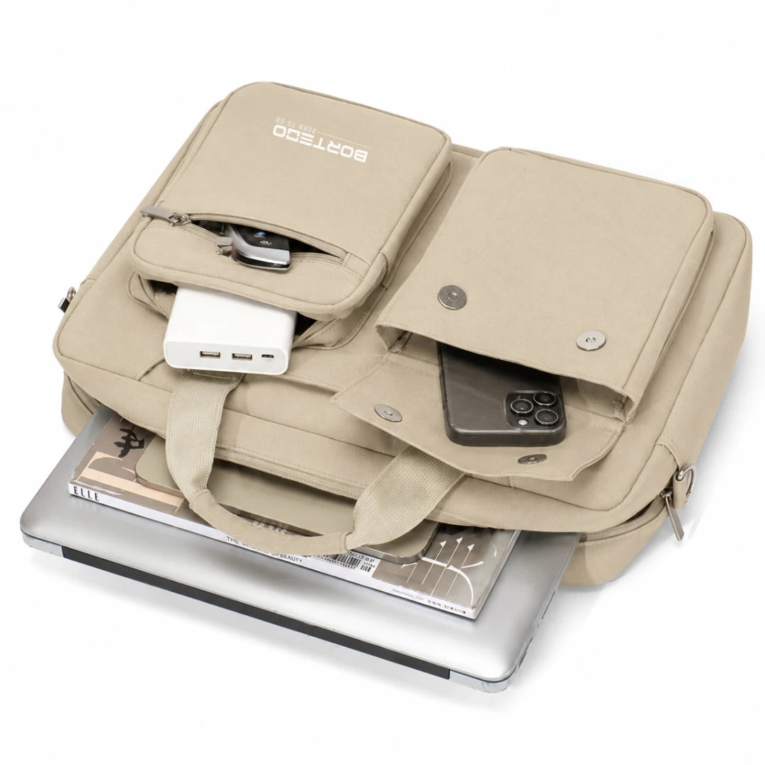 Granada Pro Beige – Organised Laptop Briefcase