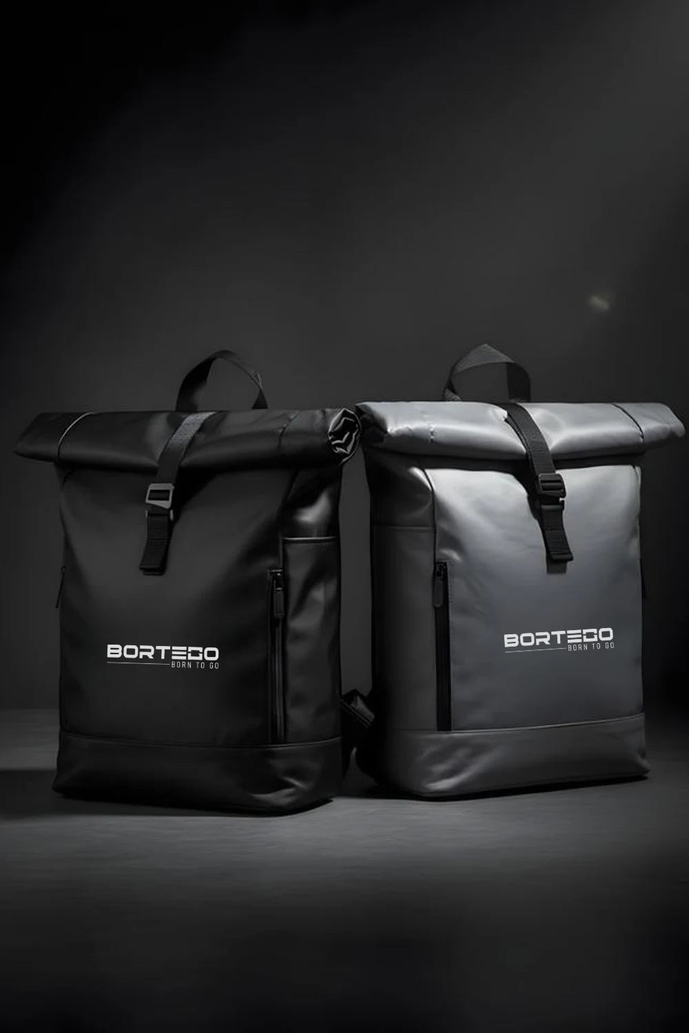 Zestaw plecaków roll-top w kolorach czarnym i szarym