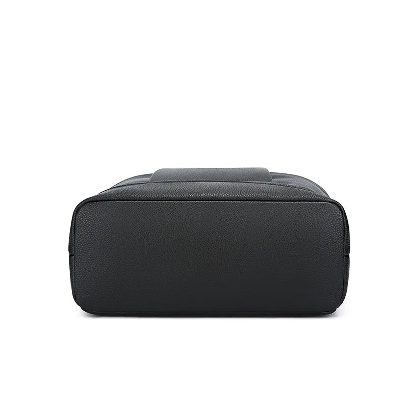 Black leather bag Bortego on a white background