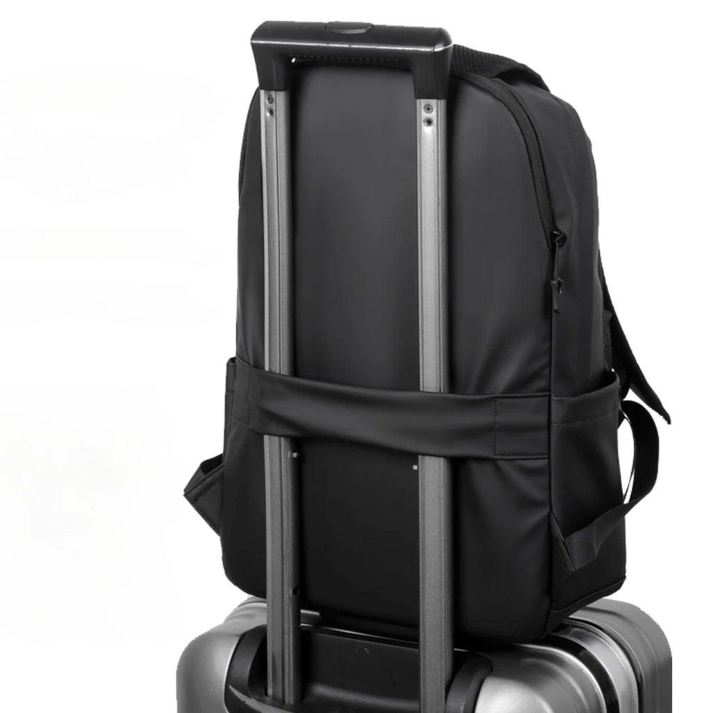 city back backpack on the suitcase