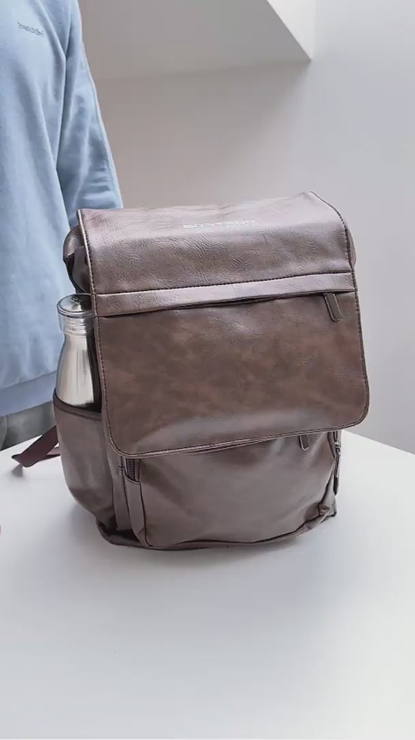 packing of the big eco leather backpack