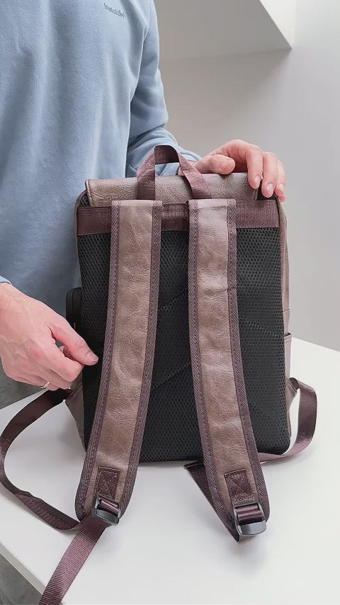 eco leather backpack ergonomic back