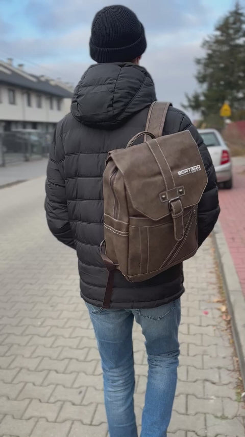 Vintage Leather Backpack Brown