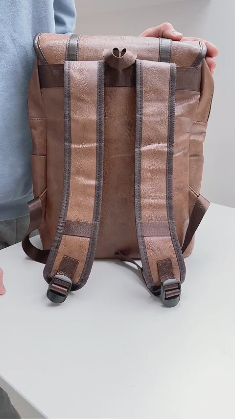 eco leather backpack with ergonomic belts