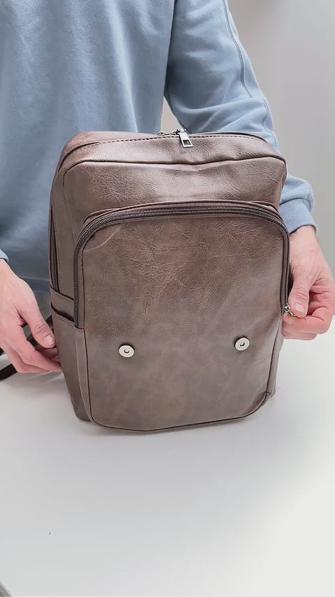 eco leather backpack with detached a5 compartment