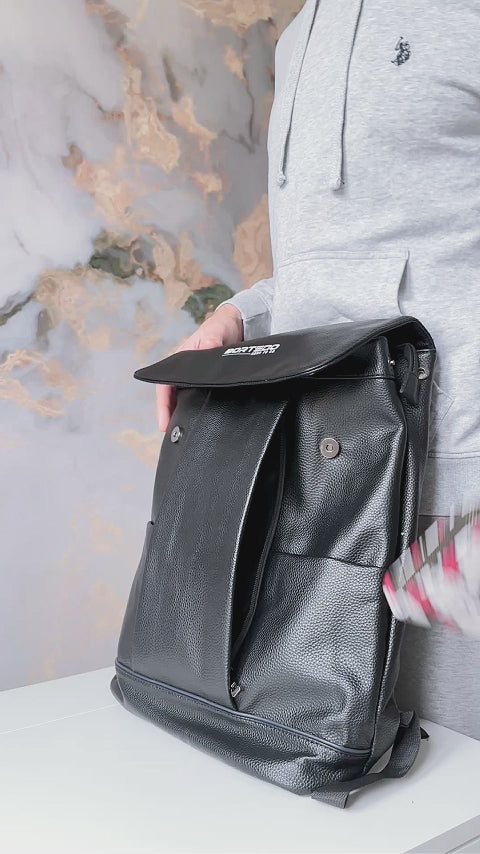 eco leather backpack with hidden pockets
