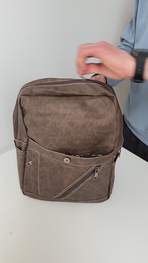 Vintage Leather Backpack Brown