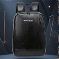 Rotterdam Edge – Black Leather Laptop Backpack 15.6" for Men and Women with USB Port