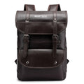 Brown leather backpack Bortego with visible brand logo on a white background
