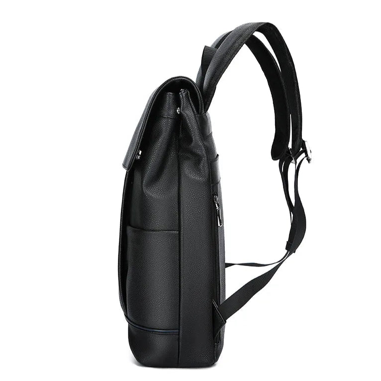 Black backpack on a white background