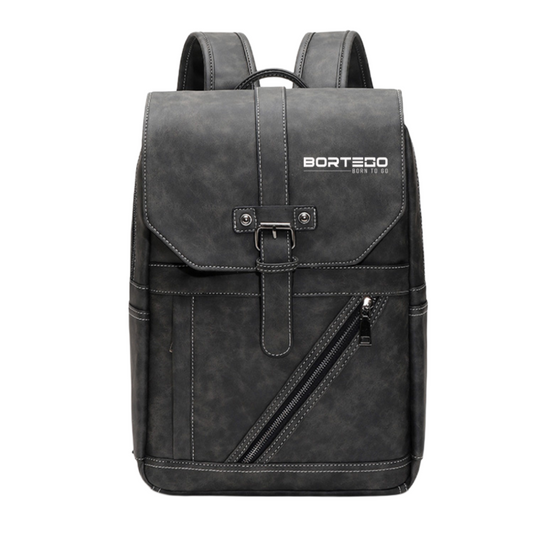 eco-leather black backpack_front side